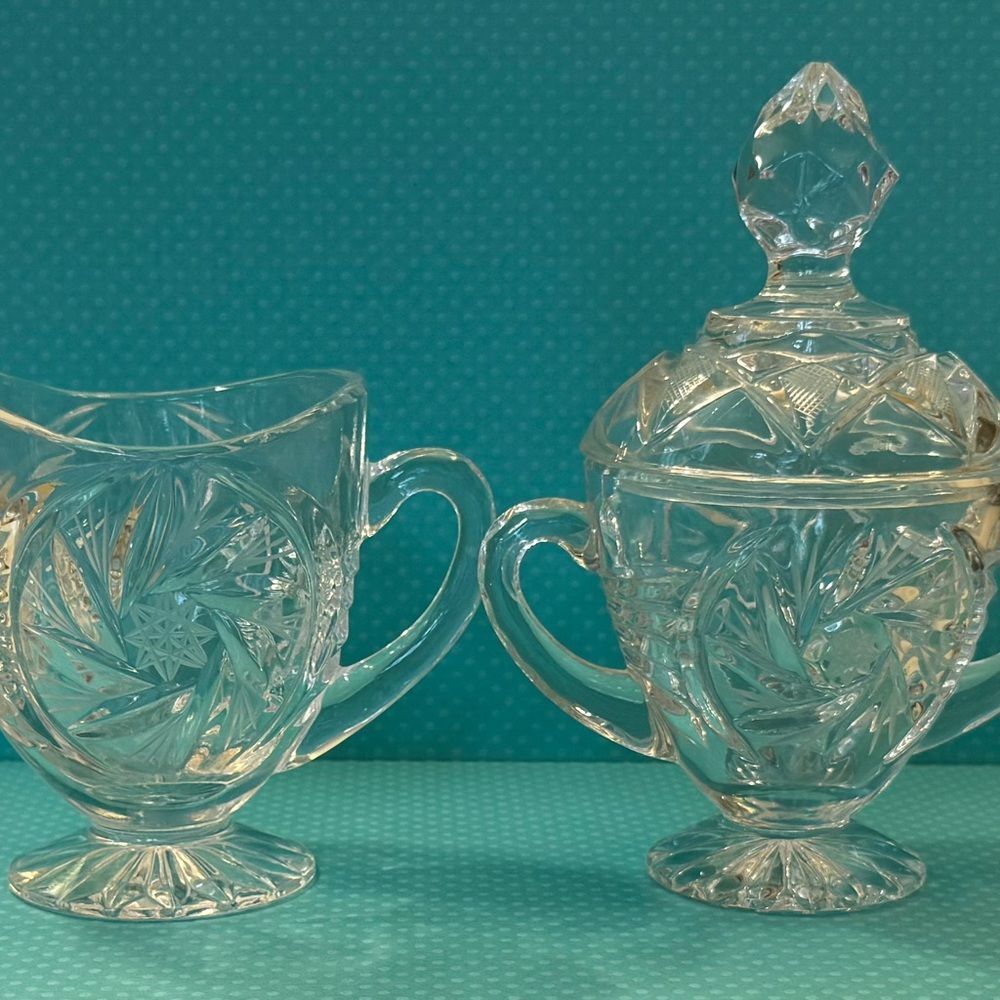 Elegant Crystal Sugar and Creamer Set